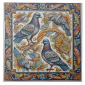 Roman Mozaïek Stijl Duiven Keramische Tegel Tegeltje (Voorkant)