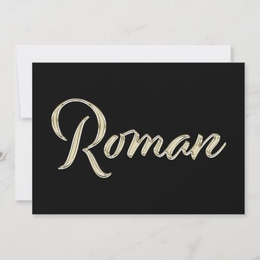 Roman Name white gold Handwriting Karte Kaart (Voorkant)