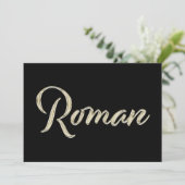 Roman Name white gold Handwriting Karte Kaart (Staand voorkant)