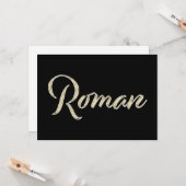 Roman Name white gold Handwriting Karte Kaart (Voorkant / Achterkant in situ)