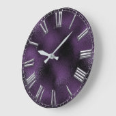 Roman Number Paars Plum Silver Grey Metal Grote Klok (Hoek)