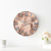 Roman Number Roos Gold Blush Grey Metallic Grote Klok (Huis)