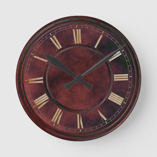 Roman Numbers Red Slab Large Clock Ronde Klok (Voorkant)
