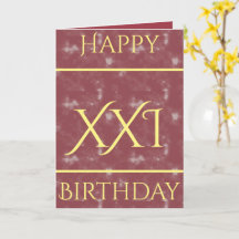 Roman Numeral 21st Birthday Wenskaart