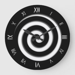 Roman Numeral Black Spiral Hypno Wall klok