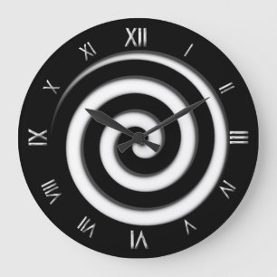 Roman Numeral Black Spiral Hypno Wall klok