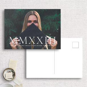 Roman Numeral Photo Afstudeerder Announcement Brie Briefkaart