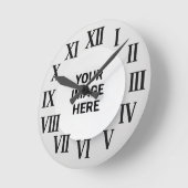 Roman Numeral Wall Clock with Photo and Name Ronde Klok (Hoek)