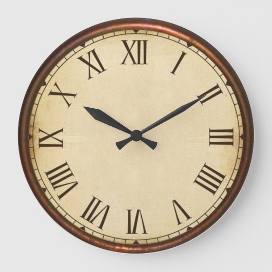 Roman Numerals Vintage Clock Grote Klok (Voorkant)