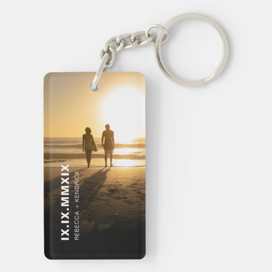 Roman Numeriek Jubileum Speciale Datum Verjaardag Sleutelhanger (achterkant)