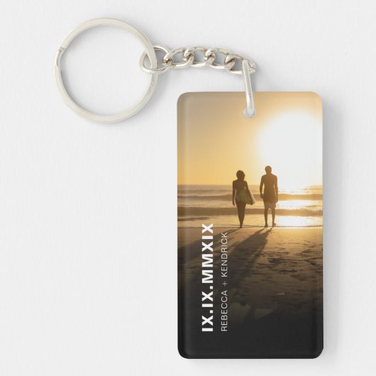 Roman Numeriek Jubileum Speciale Datum Verjaardag Sleutelhanger (Voorkant)