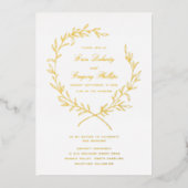 Roman Olive Leaf Wreath Gold Foil Invitation Folie Uitnodiging (Voorkant)