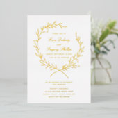 Roman Olive Leaf Wreath Gold Foil Invitation Folie Uitnodiging (Staand Voorkant)