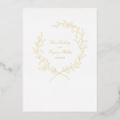Roman Olive Leaf Wreath Gold Foil Invitation Folie Uitnodiging (Achterkant)