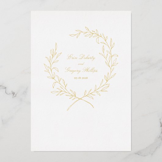 Roman Olive Leaf Wreath Gold Foil Invitation Folie Uitnodiging (Achterkant)