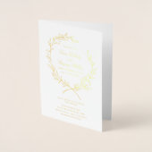 Roman Olive Leaf Wreath Wedding Gold 5x7 Invite Folie Kaarten (Voorkant)