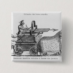 Roman oorlogsmachine voor het vuren van javelins vierkante button 5,1 cm
