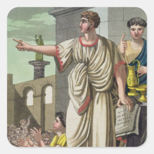 Roman Orator, uit L'Antica Roma, 1825 (kleur l Vierkante Sticker