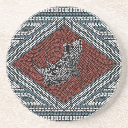 Roman Rhino Mosaic Zandsteen Onderzetter (Voorkant)