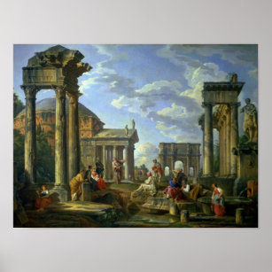Roman Ruins met een profeet, 1751 Poster