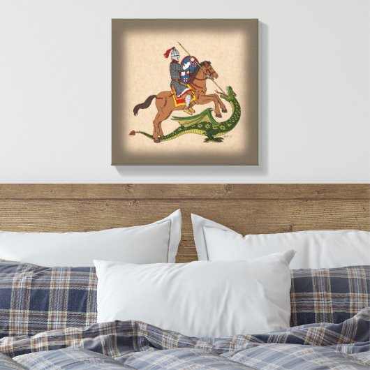 Roman Saint George en de Draak Canvas Afdruk (Insitu (Slaapkamer))