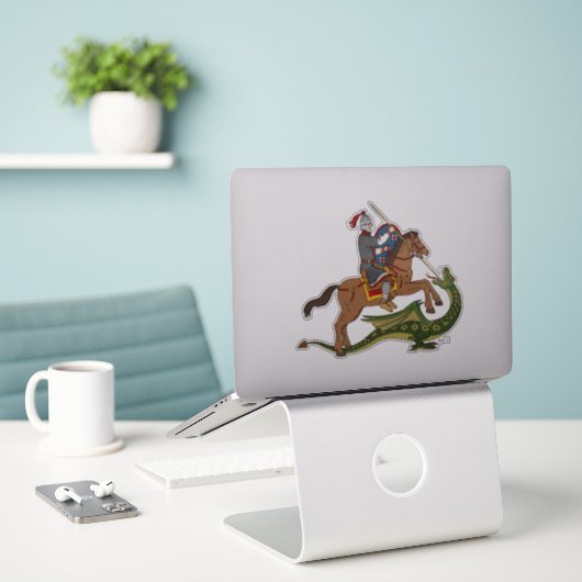 Roman Saint George en de Draak Sticker (Laptop op bureau)