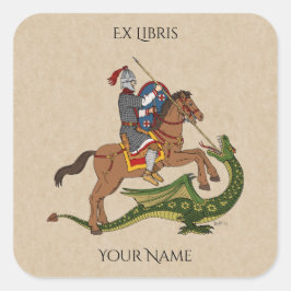Roman Saint George en de Dragon Bookplate Vierkante Sticker
