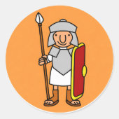 Roman Soldier Cartoon Birthday Sticker Sheet | (Voorkant)