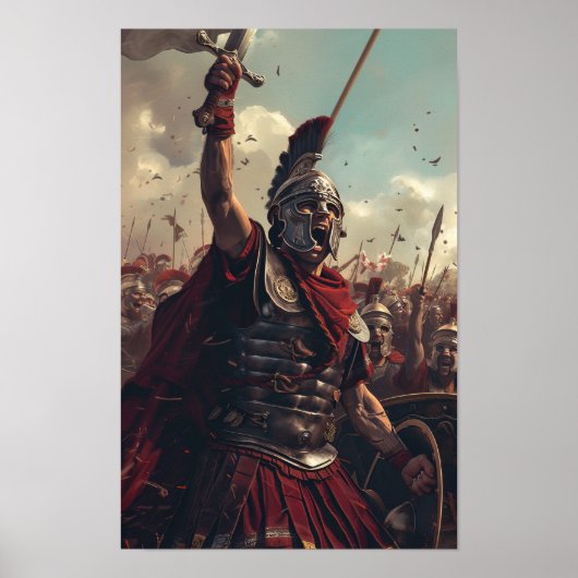 Roman Soldier in Worm's Eye Uitzicht Poster (Voorkant)