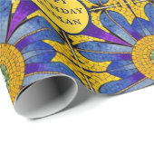 Roman Tegel Mosaic look - Blauw / Geel - eigen tek Cadeaupapier (Rol Hoek)