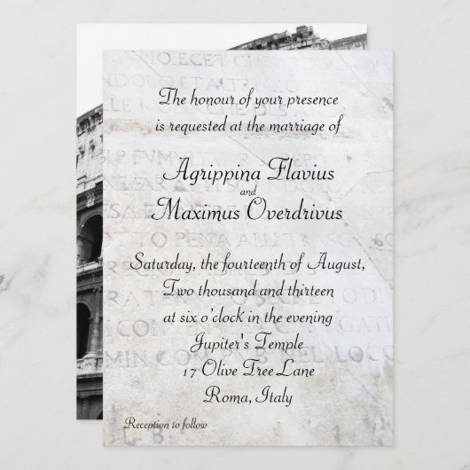 Roman Thgerespecteerde Wedding Invitation Kaart (Voorkant / Achterkant)
