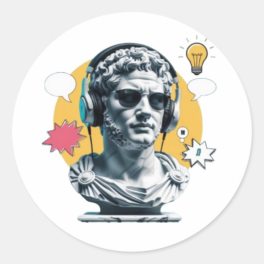 Roman Vibes - Poster voor Moderne Kunst Ronde Sticker (Voorkant)