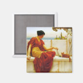 Roman Vrouw die met haar Favoriete Kat speelt Magneet (Voorkant / Achterkant)