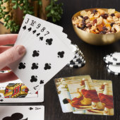 Roman Vrouw die met haar Favoriete Kat speelt Pokerkaarten (Insitu)