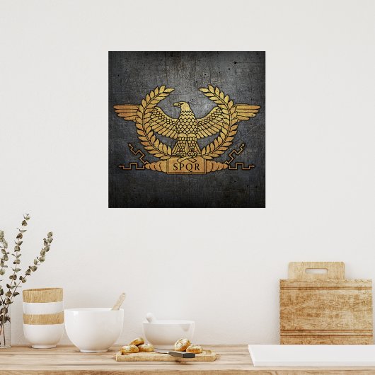 Roman Weathered Gold Eagle op Iron Poster (Keuken)