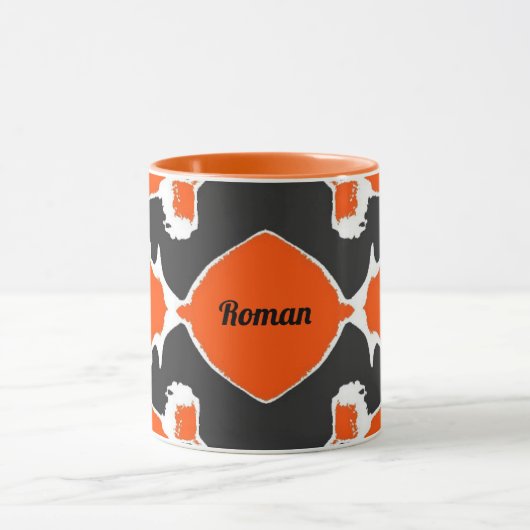 ROMAN ~ Zany 3D ~ Zwart Wit Sinaasappel Mok (Midden)