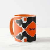 ROMAN ~ Zany 3D ~ Zwart Wit Sinaasappel Mok (Voorkant links)
