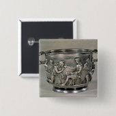 Roman zilvergilt drink beker vierkante button 5,1 cm (Voorkant /achterkant)