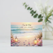 Romance aan de oceaan onder het kustlicht aankondigingskaart (Staand voorkant)