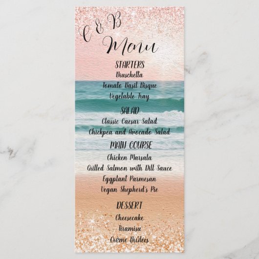 Romance aan zee: Elegant strand bruiloft menu (Voorkant)