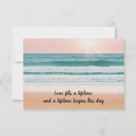 Romance aan zee: Elegant strand bruiloft RSVP (Achterkant)