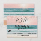 Romance aan zee: Elegant strand bruiloft RSVP (Voorkant / Achterkant)