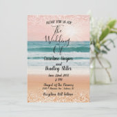 Romance aan zee: elegante strand bruiloft uitnodig kaart (Staand voorkant)