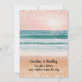 Romance aan zee: elegante strand bruiloft uitnodig kaart (Achterkant)