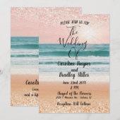 Romance aan zee: elegante strand bruiloft uitnodig kaart (Voorkant / Achterkant)