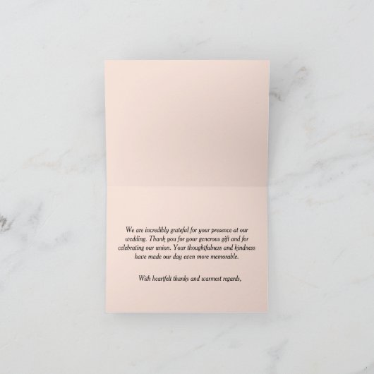 Romance aan zee: elegante strandbruiloft bedankkaart (Binnen)