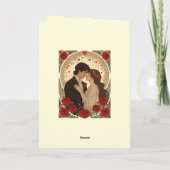 Romance And Red Roses Art Nouveau Illustration Kaart (Achterkant)