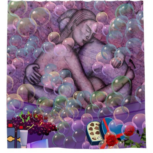 Romance - Bath Bubbles Abstract Douchegordijn (Voorkant)