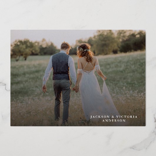 Romance bedankt Folie voor bruiloft Hartelijk dank Folie Uitnodiging (Voorkant)