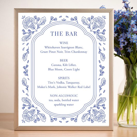 Romance Bloemen Wedding Bar Sign Poster
